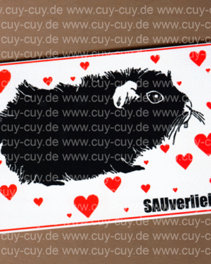 Sauverliebt Postkarte - für Verliebte zum Valentinstag oder als Grusskarte zur Hochzeit